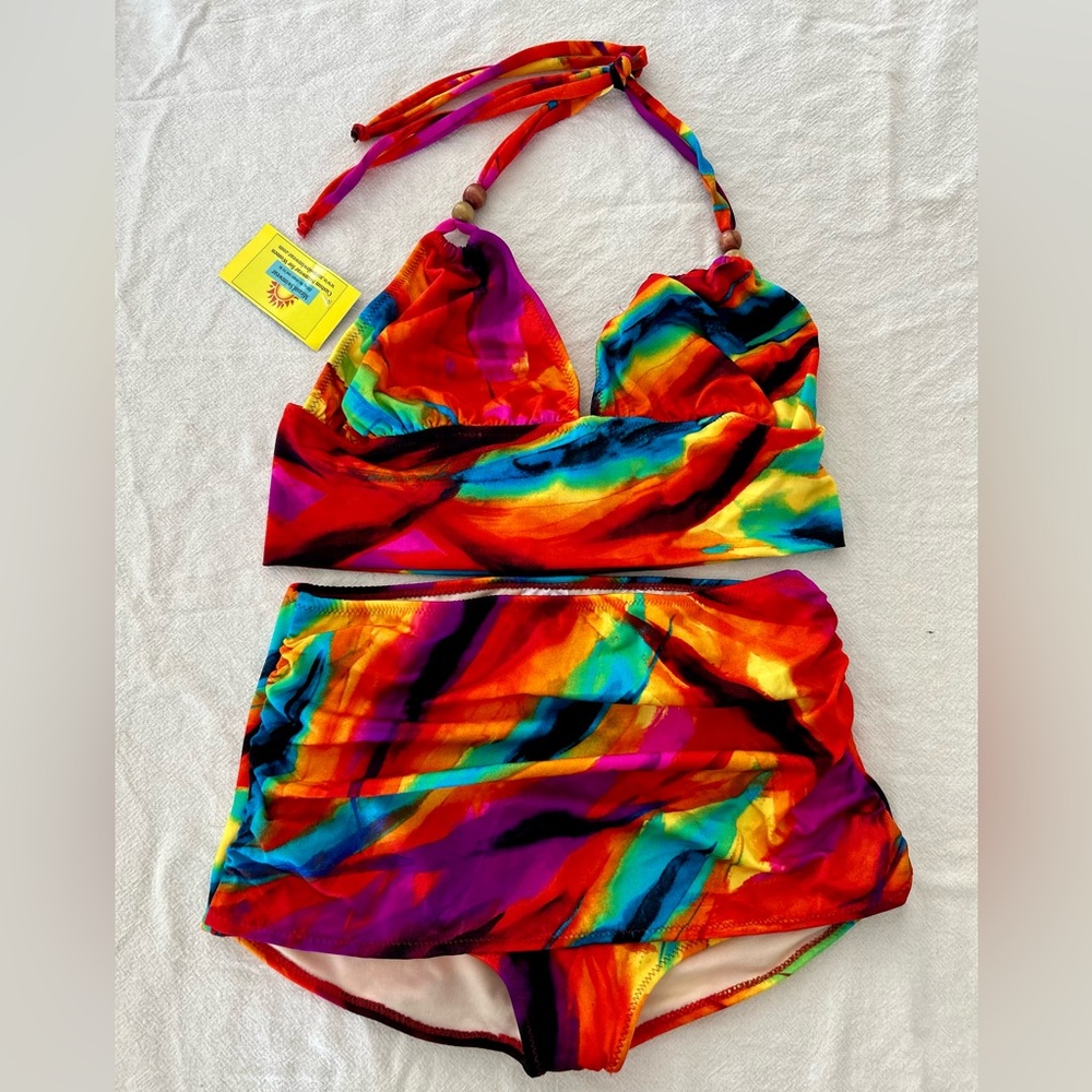🌶️ *NWT* Women's 2 piece monokini swimwear. Top Size D. Bottom XL.